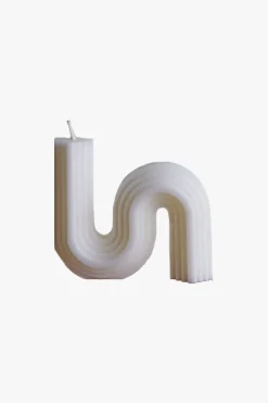 Nani + Co Geometric Wave Decorative White Unscented Candle