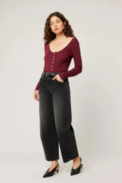 Rollas Gigi 80s Black Mid Barrel Jean