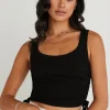Love Lulu Gimme Black Rib Drawstring Tank
