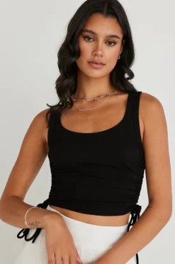 Love Lulu Gimme Black Rib Drawstring Tank