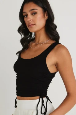 Love Lulu Gimme Black Rib Drawstring Tank