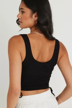 Love Lulu Gimme Black Rib Drawstring Tank