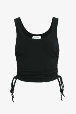 Love Lulu Gimme Black Rib Drawstring Tank
