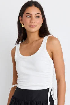 Love Lulu Gimme White Rib Drawstring Tank
