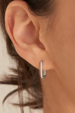 Ania Haie Glam Rock Silver Oval Hoop Earrings