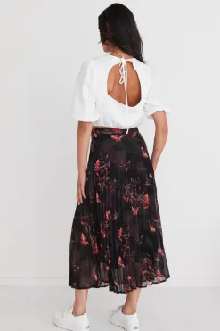 By Rosa. Glamour Black Orchid Chiffon Pleated Midi Skirt