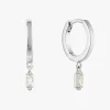 Ania Haie Glow Getter Silver Huggie Hoops with EOL Crystal Drop