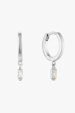 Ania Haie Glow Getter Silver Huggie Hoops with EOL Crystal Drop