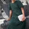 Ivy + Jack Graceful Forest Bubble Short Sleeve Tiered Maxi Dress