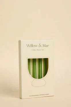 Willow u0026 Mae Green Cocktail Short Reuseable Pk 4 Glass Drinking Straws