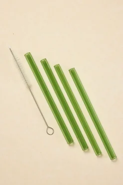 Willow u0026 Mae Green Cocktail Short Reuseable Pk 4 Glass Drinking Straws