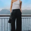 Among the Brave Guardian Black Linen Viscose Elastic Back Pants