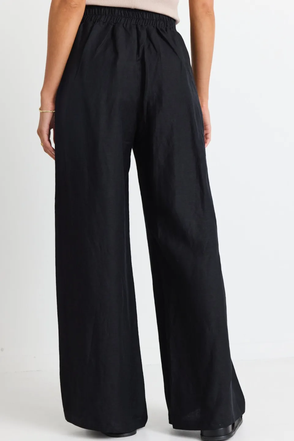 Among the Brave Guardian Black Linen Viscose Elastic Back Pants