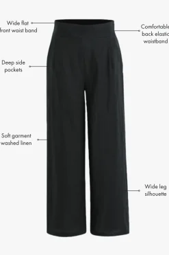 Among the Brave Guardian Black Linen Viscose Elastic Back Pants