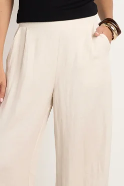 Among the Brave Guardian Natural Linen Viscose Elastic Back Pants