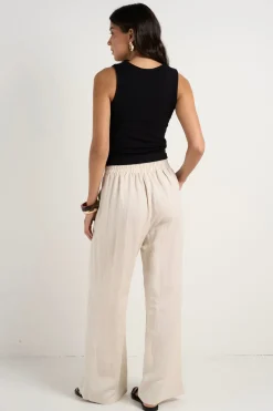 Among the Brave Guardian Natural Linen Viscose Elastic Back Pants