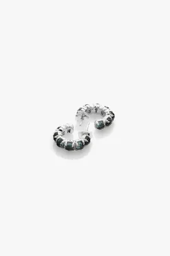 Stolen Girlfriends Club Halo Cluster Blue Quartz Semi Hoop Stud Earrings EOL