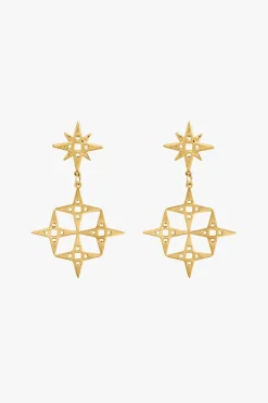 Lindi Kingi Hanging Constellation Gold Earrings