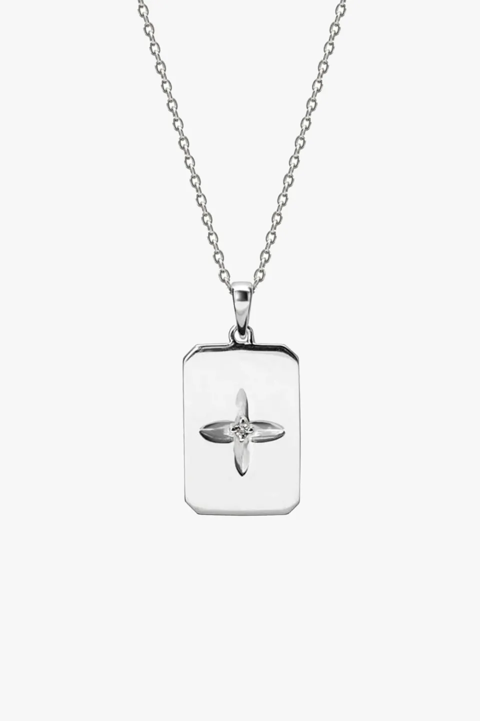 Murkani Hanging Sterling Silver Rectangle Clover EOL Necklace