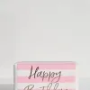 Huxter Happy Birthday Pink White Stripe Gold Script Soap