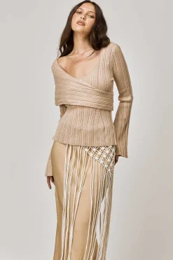 Mon Renn Harlow Natural Off Shoulder Knit Top