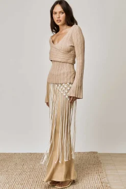 Mon Renn Harlow Natural Off Shoulder Knit Top