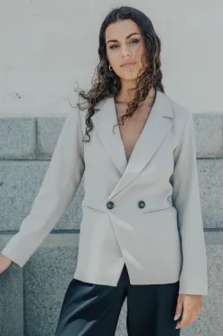 Ivy + Jack Harper Stone Textured Double Breasted Blazer