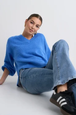 Ivy + Jack Harvest Azure Blue V Neck Knit Jumper