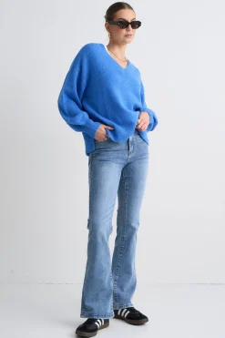 Ivy + Jack Harvest Azure Blue V Neck Knit Jumper