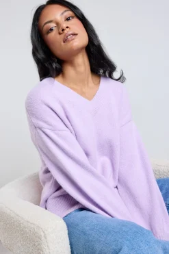 Ivy + Jack Harvest Dusty Lilac V Neck Knit Jumper