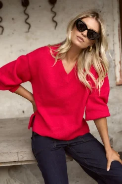 Ivy + Jack Harvest Red V Neck Knit Jumper