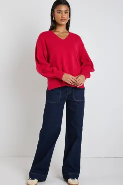 Ivy + Jack Harvest Red V Neck Knit Jumper