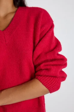 Ivy + Jack Harvest Red V Neck Knit Jumper