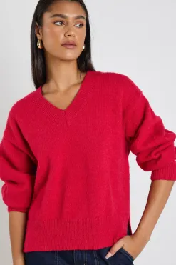 Ivy + Jack Harvest Red V Neck Knit Jumper