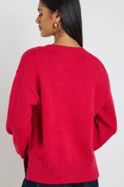 Ivy + Jack Harvest Red V Neck Knit Jumper