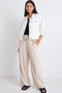 Stories be Told Havana Soft Ivory Drop Shoulder Denim Jacket