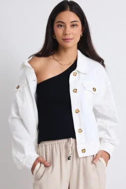 Stories be Told Havana Soft Ivory Drop Shoulder Denim Jacket