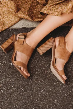 Walnut Havana Tan Leather Block Heel Shoe