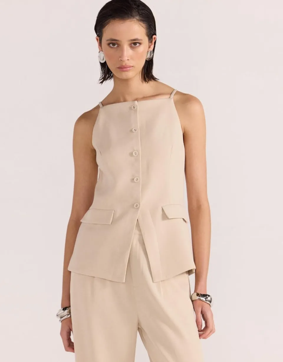 Staple The Label Hayden Beige Longline Vest Top