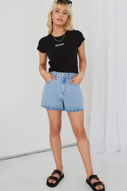 Among the Brave Haze Mid Blue Denim Short