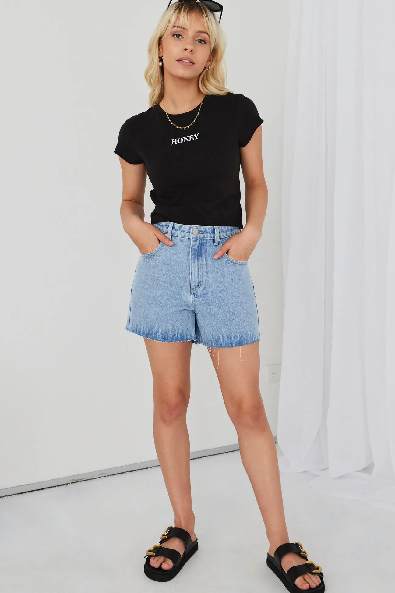 Among the Brave Haze Mid Blue Denim Short