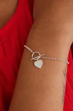 Georgia Mae Heart Fob Silver Bracelet