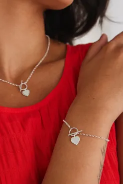 Georgia Mae Heart Fob Silver Bracelet