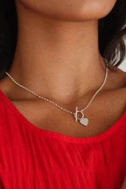 Georgia Mae Heart Fob Silver Necklace