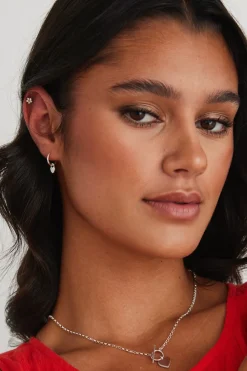Georgia Mae Heart Locket Sleeper EOL Silver Earrings