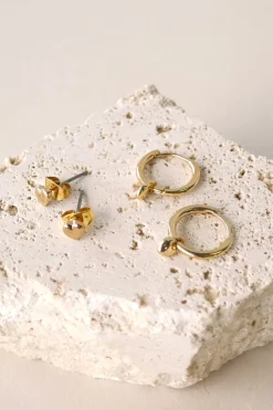 Humble + Heart Heart Sleeper Stud Set Gold Earrings