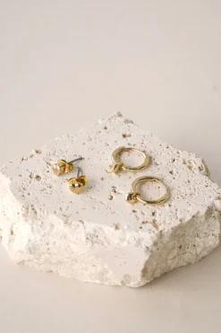 Humble + Heart Heart Sleeper Stud Set Gold Earrings