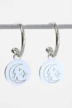 Love Lunamei Heavenly Sterling Silver Plate EOL Circle Pendant Hoop Earrings