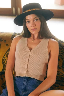 All About Eve Henley Oatmeal Knit Vest