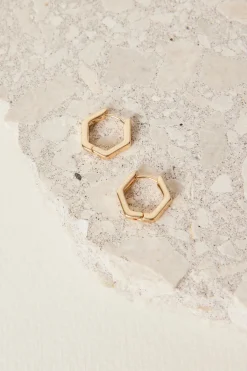 Humble + Heart Hexagonal EOL Gold Hoop Earring